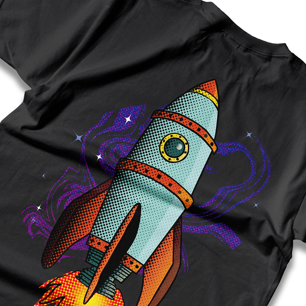 Close Up of the back graphic - The Rocket Tee from Clothing Dioxide, UK