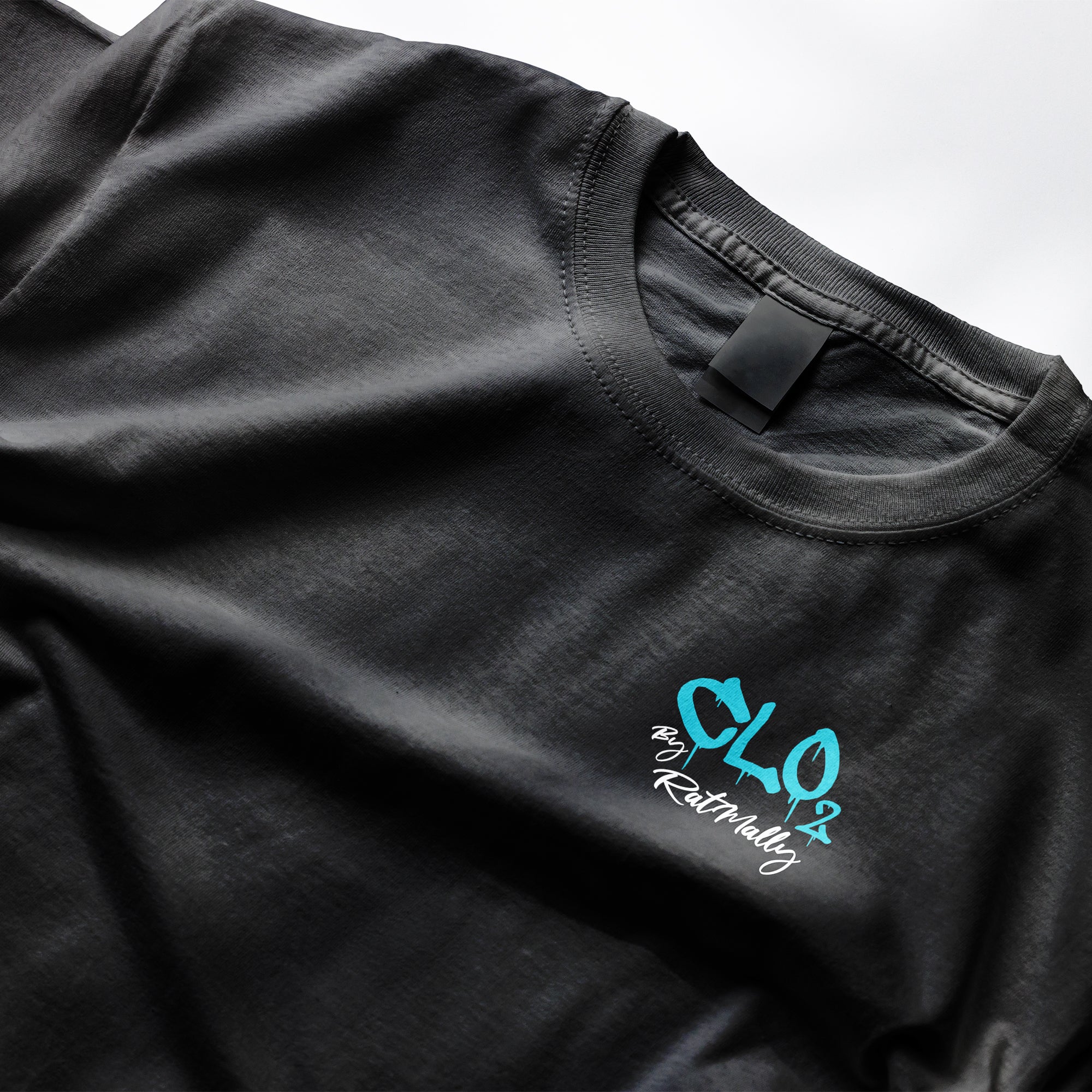 Robot Tee - Black t-shirt with a blue logo on a white background with retro Robot graphic on the back