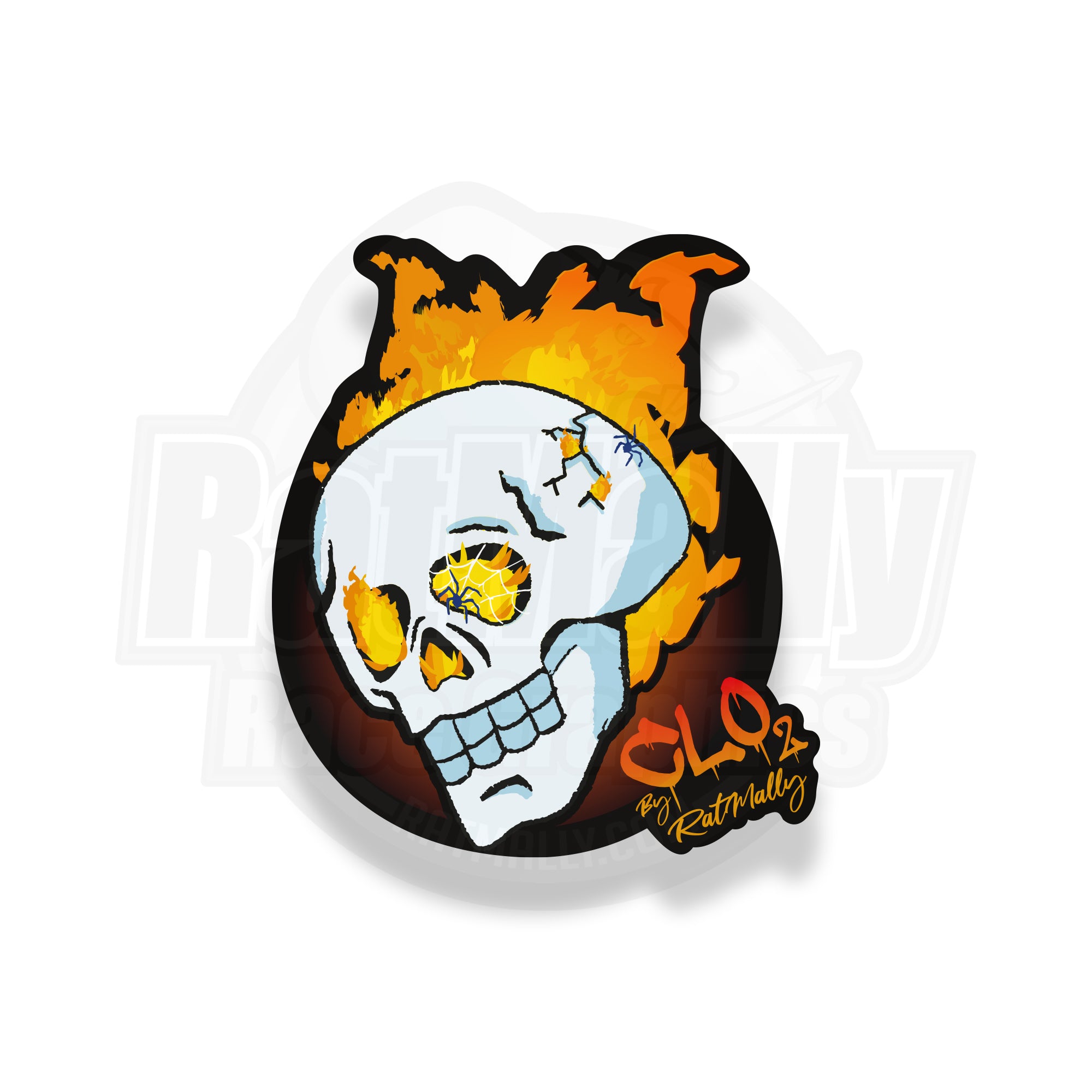 Flaming Skull Stickers x2